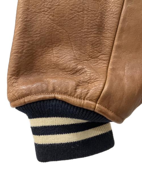 POLO RALPH LAUREN（ポロ・ラルフローレン）POLO RALPH LAUREN (ポロ・ラルフローレン) レザー切替スタジャン ネイビー×ブラウン サイズ:Mの古着・服飾アイテム