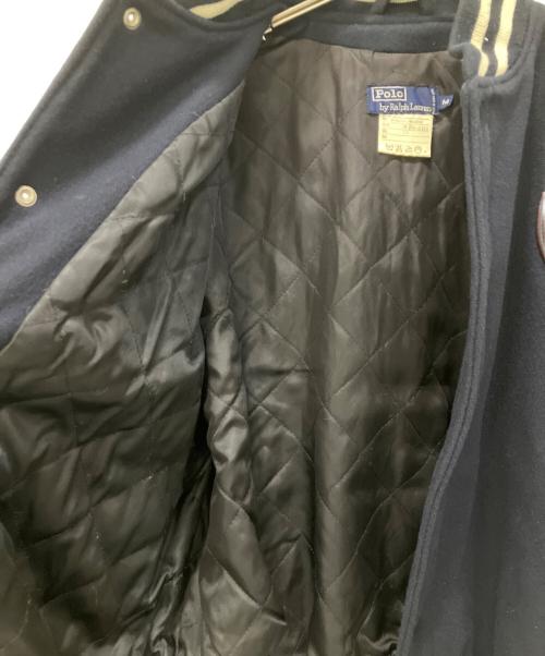 POLO RALPH LAUREN（ポロ・ラルフローレン）POLO RALPH LAUREN (ポロ・ラルフローレン) レザー切替スタジャン ネイビー×ブラウン サイズ:Mの古着・服飾アイテム