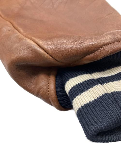 POLO RALPH LAUREN（ポロ・ラルフローレン）POLO RALPH LAUREN (ポロ・ラルフローレン) レザー切替スタジャン ネイビー×ブラウン サイズ:Mの古着・服飾アイテム