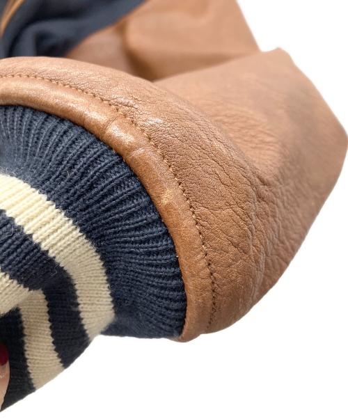 POLO RALPH LAUREN（ポロ・ラルフローレン）POLO RALPH LAUREN (ポロ・ラルフローレン) レザー切替スタジャン ネイビー×ブラウン サイズ:Mの古着・服飾アイテム