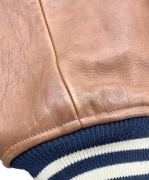 POLO RALPH LAUREN（ポロ・ラルフローレン）POLO RALPH LAUREN (ポロ・ラルフローレン) レザー切替スタジャン ネイビー×ブラウン サイズ:Mの古着・服飾アイテム