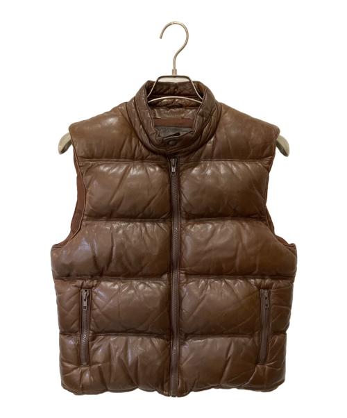 HENRY GRETHEL（ヘンリー・グレテル）HENRY GRETHEL (ヘンリー・グレテル) ダウンレザーベスト ブラウン サイズ:Sの古着・服飾アイテム