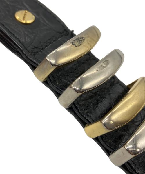GIANNI VERSACE（ジャンニ・ヴェルサーチ）GIANNI VERSACE (ジャンニ・ヴェルサーチ) 4連バックルクロコ調型押しレザーベルト ブラックの古着・服飾アイテム