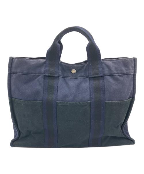 HERMES（エルメス）HERMES (エルメス) フールトゥMMトートバッグ ネイビー×ブラックの古着・服飾アイテム