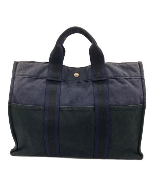 HERMES（エルメス）HERMES (エルメス) フールトゥMMトートバッグ ネイビー×ブラックの古着・服飾アイテム