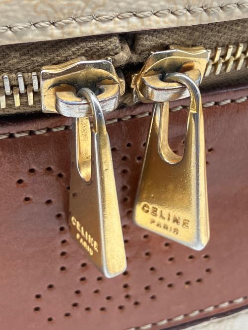 CELINE（セリーヌ）CELINE (セリーヌ) マカダム バニティバッグ ベージュ×ブラウンの古着・服飾アイテム