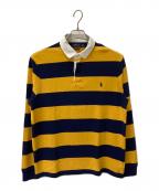 POLO RALPH LAURENポロ・ラルフローレン）の古着「長袖ポロシャツ　CUSTOM SLIM FIT」｜イエロー×ネイビー