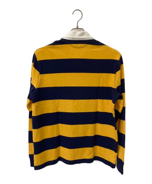 POLO RALPH LAUREN（ポロ・ラルフローレン）POLO RALPH LAUREN (ポロ・ラルフローレン) 長袖ポロシャツ　CUSTOM SLIM FIT イエロー×ネイビー サイズ:Lの古着・服飾アイテム