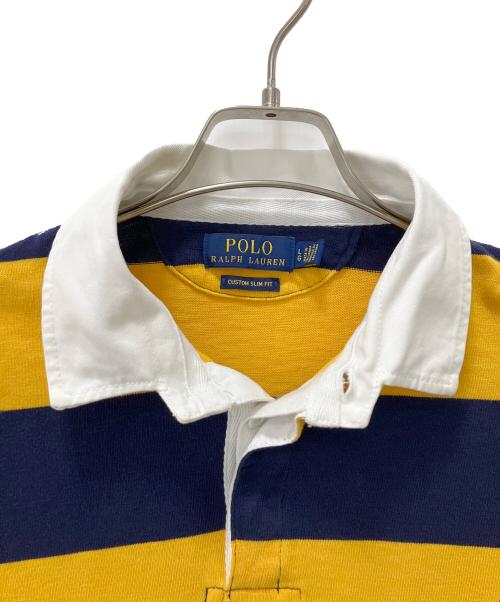 POLO RALPH LAUREN（ポロ・ラルフローレン）POLO RALPH LAUREN (ポロ・ラルフローレン) 長袖ポロシャツ　CUSTOM SLIM FIT イエロー×ネイビー サイズ:Lの古着・服飾アイテム