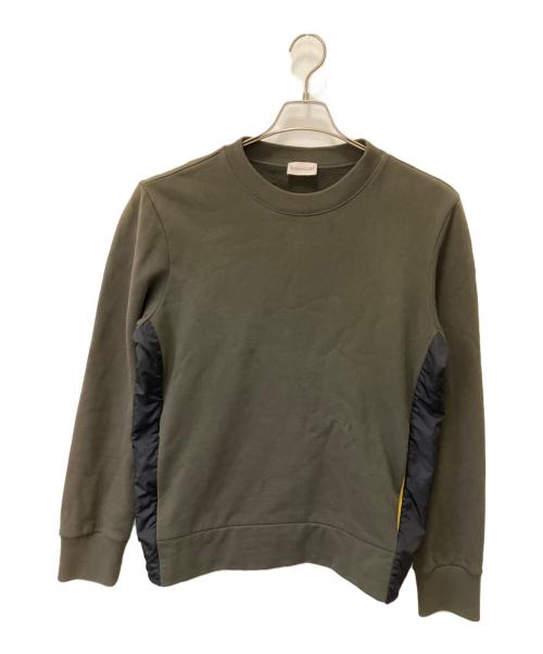 MONCLER（モンクレール）MONCLER (モンクレール) MAGLIA GIROCOLLO スウェット カーキ×ブラック サイズ:Mの古着・服飾アイテム