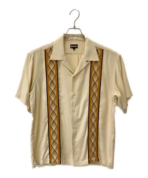 Schott（ショット）Schott (ショット) 半袖シャツ ベージュ×オレンジ サイズ:Mの古着・服飾アイテム