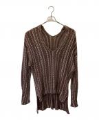 Mame Kurogouchiマメクロゴウチ）の古着「V Neck Jacquard Knitted Pullover」｜ブラウン