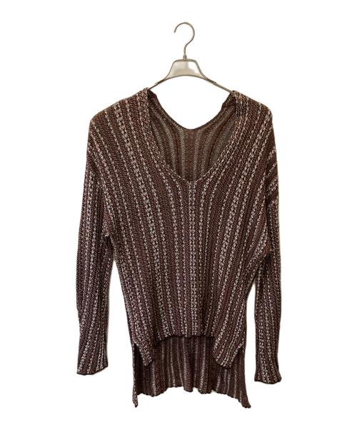 Mame Kurogouchi（マメクロゴウチ）Mame Kurogouchi (マメクロゴウチ) V Neck Jacquard Knitted Pullover ブラウン サイズ:3の古着・服飾アイテム