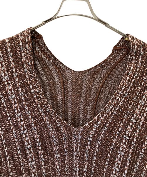 Mame Kurogouchi（マメクロゴウチ）Mame Kurogouchi (マメクロゴウチ) V Neck Jacquard Knitted Pullover ブラウン サイズ:3の古着・服飾アイテム