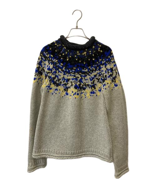 Acne studios（アクネ ストゥディオズ）Acne studios (アクネ ストゥディオズ) Sirus Icelandic Sweater ライトグレー×ブラック サイズ:XSの古着・服飾アイテム