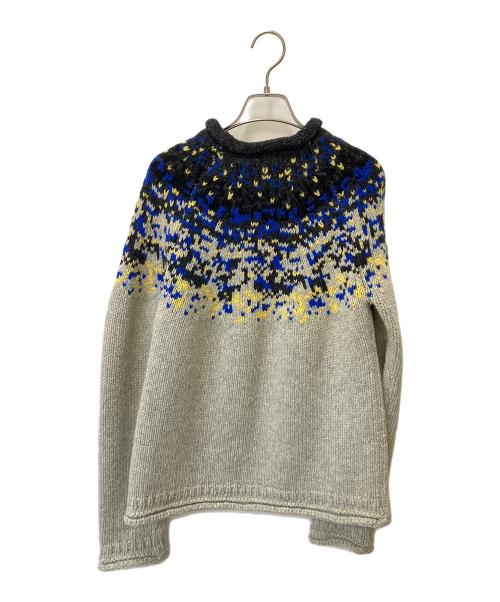 Acne studios（アクネ ストゥディオズ）Acne studios (アクネ ストゥディオズ) Sirus Icelandic Sweater ライトグレー×ブラック サイズ:XSの古着・服飾アイテム