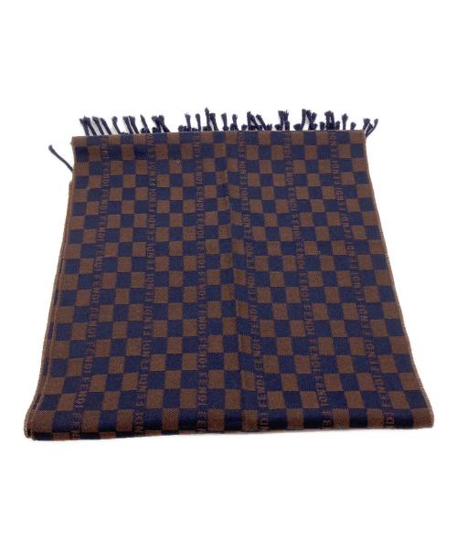 FENDI（フェンディ）FENDI (フェンディ) マフラー ブラウン×ネイビーの古着・服飾アイテム