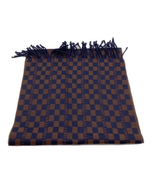 FENDI（フェンディ）FENDI (フェンディ) マフラー ブラウン×ネイビーの古着・服飾アイテム