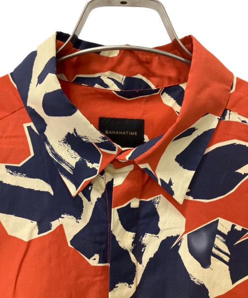 BANANATIME（バナナタイム）BANANATIME (バナナタイム) OVERSIZED 2 SHIRT オレンジ×ネイビー サイズ:Lの古着・服飾アイテム