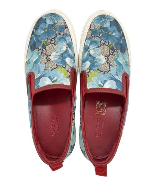 GUCCI（グッチ）GUCCI (グッチ) スリッポン　GGブルームス ブルー×ホワイト サイズ:35　1/2の古着・服飾アイテム