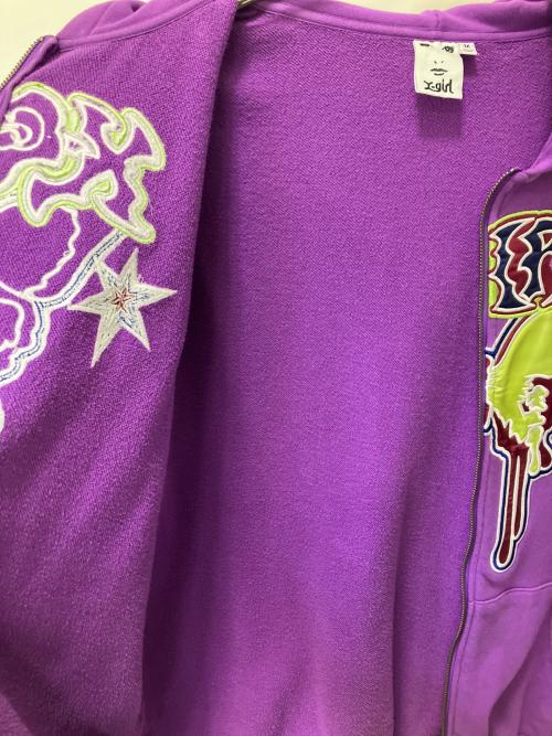 X-GIRL（エックスガール）X-GIRL (エックスガール) ジップパーカー パープル サイズ:Mの古着・服飾アイテム