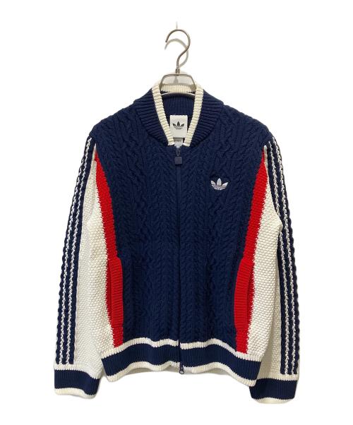 adidas（アディダス）adidas (アディダス) レトロ リミックス カーディガン ネイビー×ホワイト サイズ:Sの古着・服飾アイテム