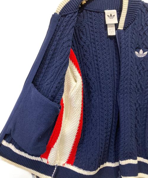 adidas（アディダス）adidas (アディダス) レトロ リミックス カーディガン ネイビー×ホワイト サイズ:Sの古着・服飾アイテム