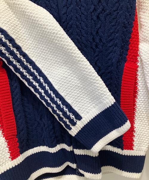 adidas（アディダス）adidas (アディダス) レトロ リミックス カーディガン ネイビー×ホワイト サイズ:Sの古着・服飾アイテム