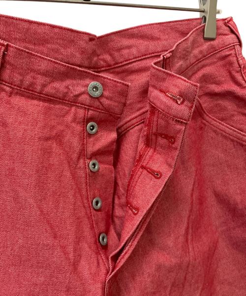 YAMANE（ヤマネ）YAMANE (ヤマネ) EVISU (エヴィス) デニムハーフパンツ レッド サイズ:36の古着・服飾アイテム