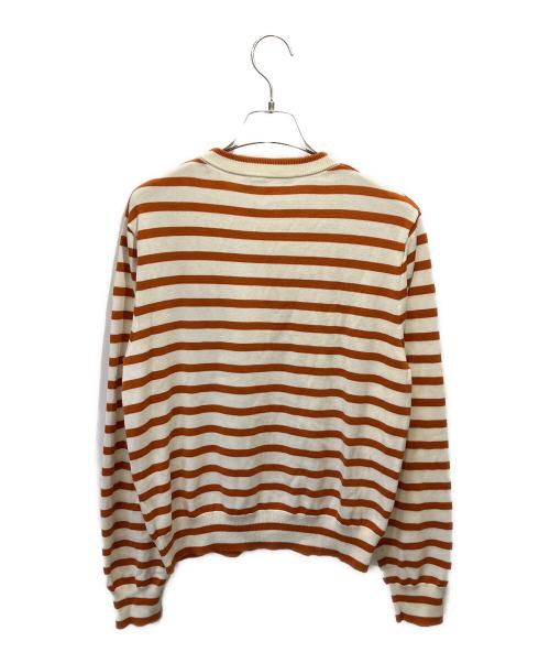 maison kitsune（メゾンキツネ）maison kitsune (メゾンキツネ) FOX HEAD INTARSIA COMFORT STRIPED JUMPER ブラウン×アイボリー サイズ:Sの古着・服飾アイテム