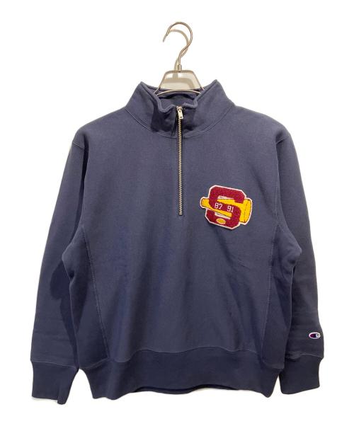 Champion REVERSE WEAVE（チャンピオン リバース ウィーブ）Champion REVERSE WEAVE (チャンピオン リバース ウィーブ) リバースウィーブ ハーフジップスウェットシャツ ネイビー サイズ:Lの古着・服飾アイテム