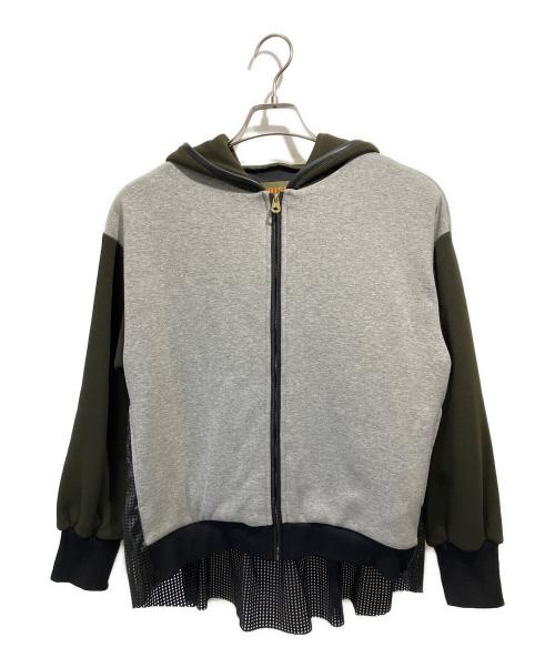 Risley（リズレー）Risley (リズレー) バックパンチング フリルフーディー グレー×カーキ サイズ:FREE 未使用品の古着・服飾アイテム