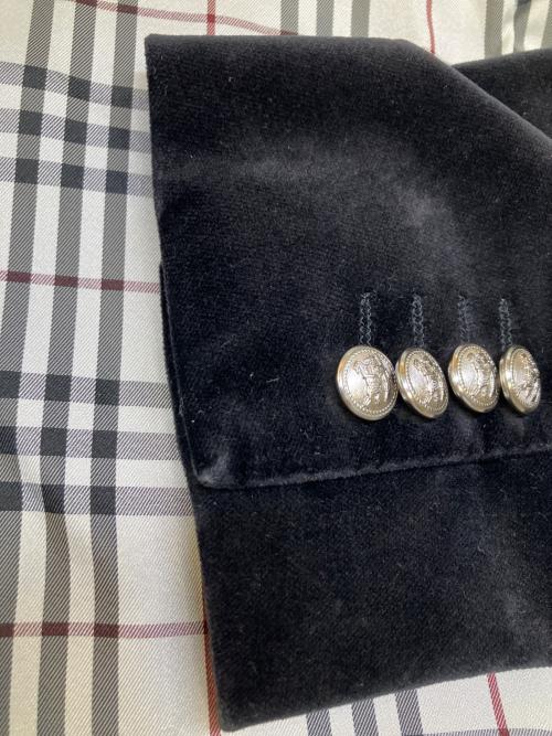 BURBERRY BLACK LABEL（バーバリーブラックレーベル）BURBERRY BLACK LABEL (バーバリーブラックレーベル) ベロアテーラードジャケット ブラック サイズ:Sの古着・服飾アイテム