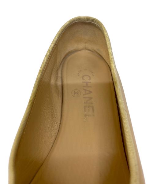 CHANEL（シャネル）CHANEL (シャネル) バレリーナ ココマーク リボンパンプス ベージュ×ブラック サイズ:37 1/2の古着・服飾アイテム
