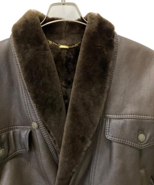 SHEARLING（シャーリング）SHEARLING (シャーリング) レザームートンジャケット ブラウン サイズ:48の古着・服飾アイテム