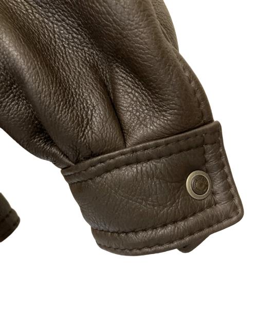 SHEARLING（シャーリング）SHEARLING (シャーリング) レザームートンジャケット ブラウン サイズ:48の古着・服飾アイテム