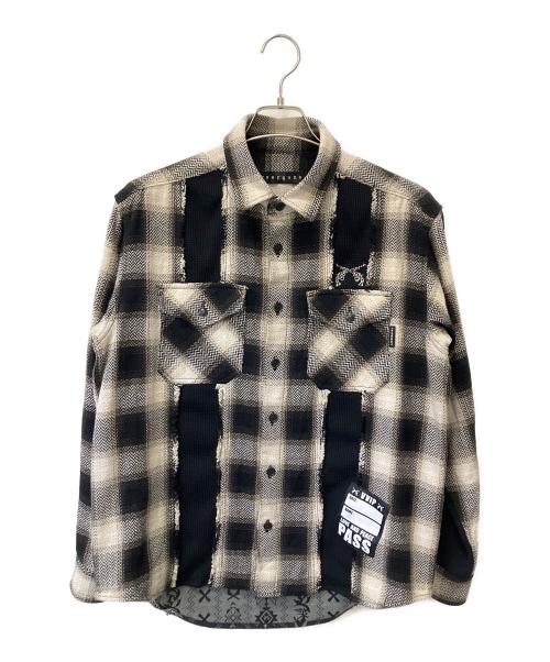 roarguns（ロアーガンズ）roarguns (ロアーガンズ) シャツジャケット ベージュ×ブラック サイズ:1の古着・服飾アイテム