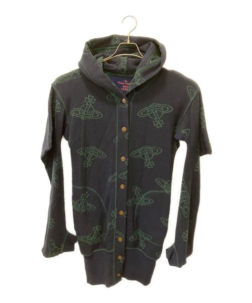 Vivienne Westwood RED LABEL（ヴィヴィアンウエストウッドレッドレーベル）Vivienne Westwood RED LABEL (ヴィヴィアンウエストウッドレッドレーベル) 薄手カーディガン ネイビー×グリーン サイズ:2の古着・服飾アイテム