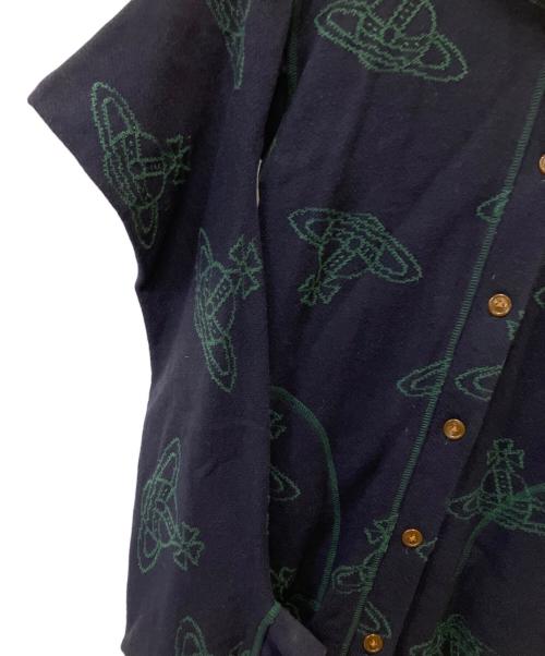 Vivienne Westwood RED LABEL（ヴィヴィアンウエストウッドレッドレーベル）Vivienne Westwood RED LABEL (ヴィヴィアンウエストウッドレッドレーベル) 薄手カーディガン ネイビー×グリーン サイズ:2の古着・服飾アイテム