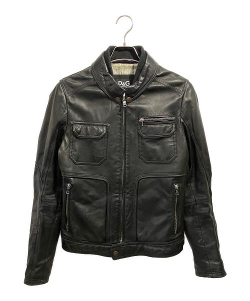 DOLCE & GABBANA（ドルチェ＆ガッバーナ）DOLCE & GABBANA (ドルチェ＆ガッバーナ) ラムレザージャケット ブラック サイズ:46の古着・服飾アイテム