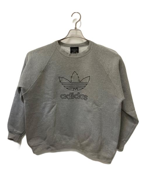 adidas（アディダス）adidas (アディダス) 刺繍ロゴラグランスウェット グレー サイズ:Lの古着・服飾アイテム