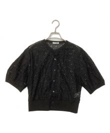 CLANE（クラネ）の古着「ヴィンテージレースミニパフカーディガン」｜ブラック