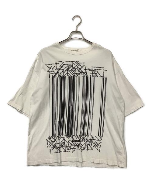GROUND Y（グラウンドワイ）GROUND Y (グラウンドワイ) プリントTシャツ ホワイト×ブラック サイズ:4の古着・服飾アイテム
