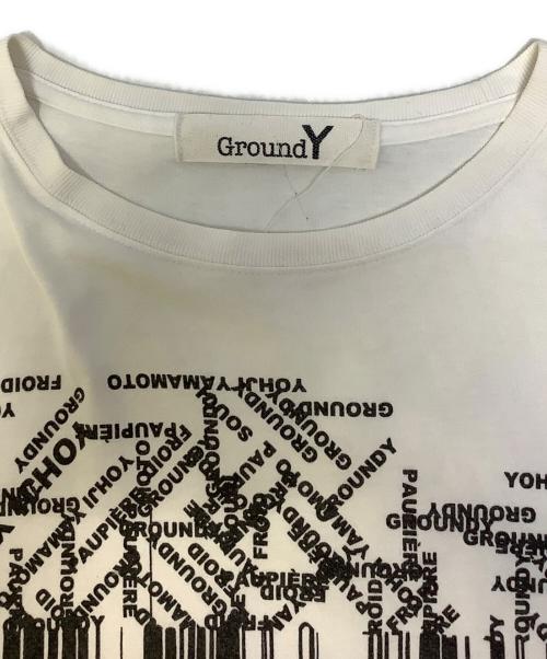 GROUND Y（グラウンドワイ）GROUND Y (グラウンドワイ) プリントTシャツ ホワイト×ブラック サイズ:4の古着・服飾アイテム