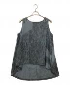 MOYURUモユル）の古着「ノースリーブブラウス」｜スカイブルー×ブラック