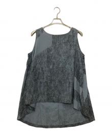 MOYURU（モユル）の古着「ノースリーブブラウス」｜スカイブルー×ブラック