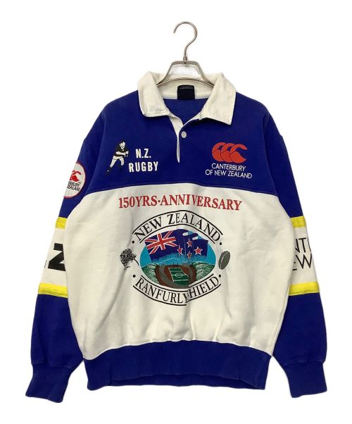 CANTERBURY OF NEWZEALAND（カンターベリーオブニュージーランド）CANTERBURY OF NEWZEALAND (カンターベリーオブニュージーランド) ラガーシャツ ブルー×ホワイト サイズ:Lの古着・服飾アイテム