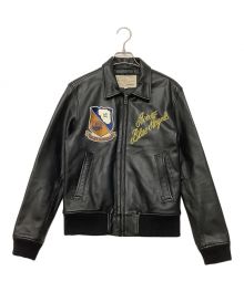 AVIREX（アヴィレックス）の古着「ワッペンレザージャケット」｜ブラック