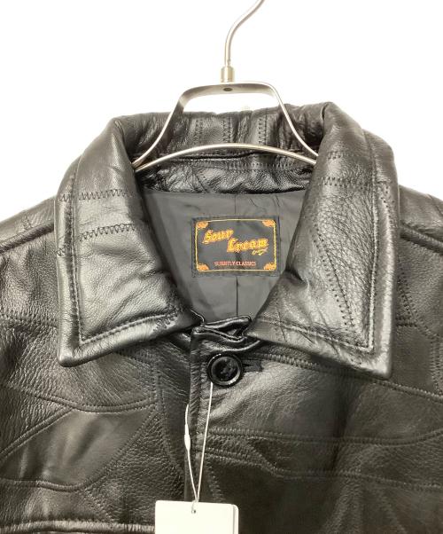 Sourcream（サワークリーム）Sourcream (サワークリーム) パッチワークECOレザーカーコート ブラック サイズ:フリー 未使用品の古着・服飾アイテム