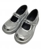 CHARLES & KEITHチャールズアンドキース）の古着「メッシュ カーブプラットフォームメリージェーン」｜シルバー